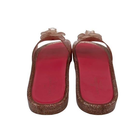 Kate Spade Pink Glitter Floral Jelly Slide Sandals Size 10 Women's - Picture 6 of 9
